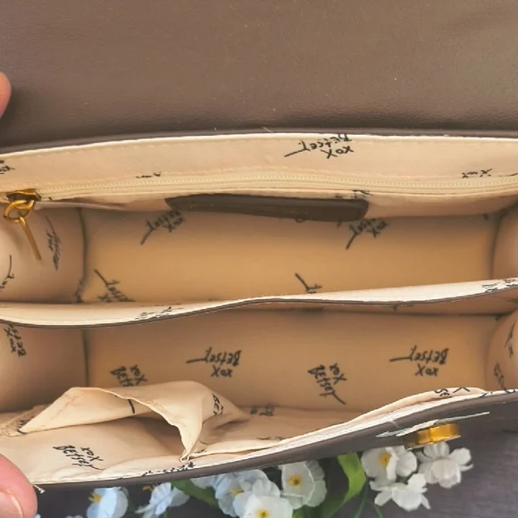 Betsey Johnson Brown Satchel with Gold Accents - Picture 5 of 7